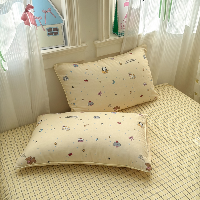 91家纺网 家纺一手货源 找家纺 沐棉家居 2025新款全棉双层纱四件套 萌宠