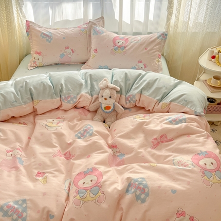 91家纺网 家纺一手货源 找家纺 涵宸家纺 2025新款全棉印花四件套 A洋娃娃