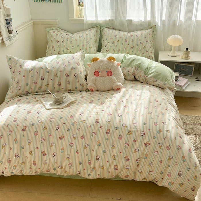 91家纺网 家纺一手货源 找家纺 涵宸家纺 2025新款全棉印花四件套 A奶芙芙