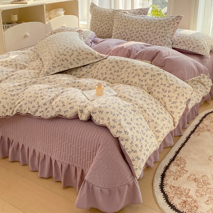 91家纺网 家纺一手货源 找家纺 （总）尚美 2025新款小碎花针织棉床盖四件套