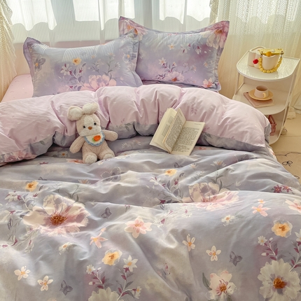 91家纺网 家纺一手货源 找家纺 涵宸家纺 2025新款全棉印花四件套 B茶山露水