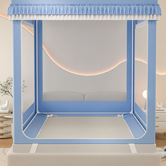 91家纺网 家纺一手货源 找家纺 （总）千逸虹 2025新款坐床防摔可拆卸遮光双层布帘蚊帐