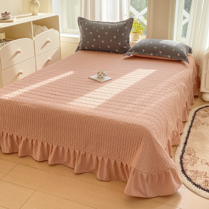 91家纺网 家纺一手货源 找家纺 尚美 2025新款小碎花针织棉床盖四件套 红樱桃