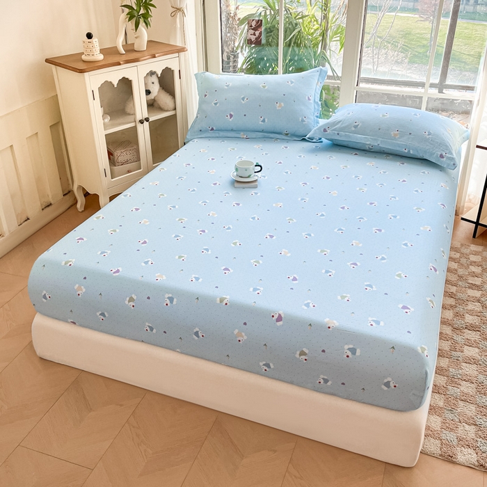 91家纺网 家纺一手货源 找家纺 晨希家居 2025新款全棉A类双层纱床笠 哈伦