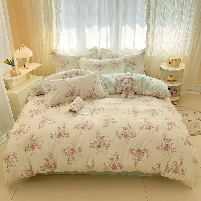 91家纺网 家纺一手货源 找家纺 涵宸家纺 2025新款全棉印花四件套 B花田妙语