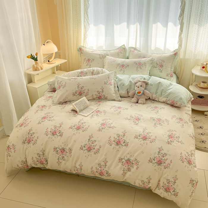 91家纺网 家纺一手货源 找家纺 涵宸家纺 2025新款全棉印花四件套 B花田妙语