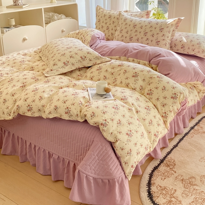 91家纺网 家纺一手货源 找家纺 尚美 2025新款小碎花针织棉床盖四件套 花絮