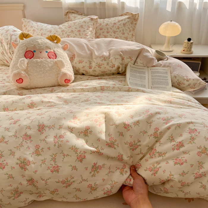 91家纺网 家纺一手货源 找家纺 涵宸家纺 2025新款全棉印花四件套 B南栀