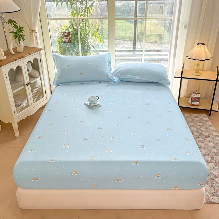 91家纺网 家纺一手货源 找家纺 晨希家居 2025新款全棉A类双层纱床笠 云朵梦