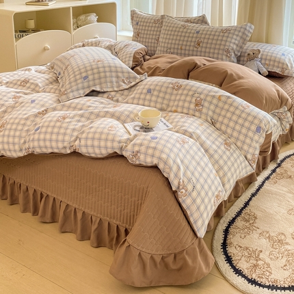 91家纺网 家纺一手货源 找家纺 （总）尚美 2025新款小碎花针织棉床盖四件套