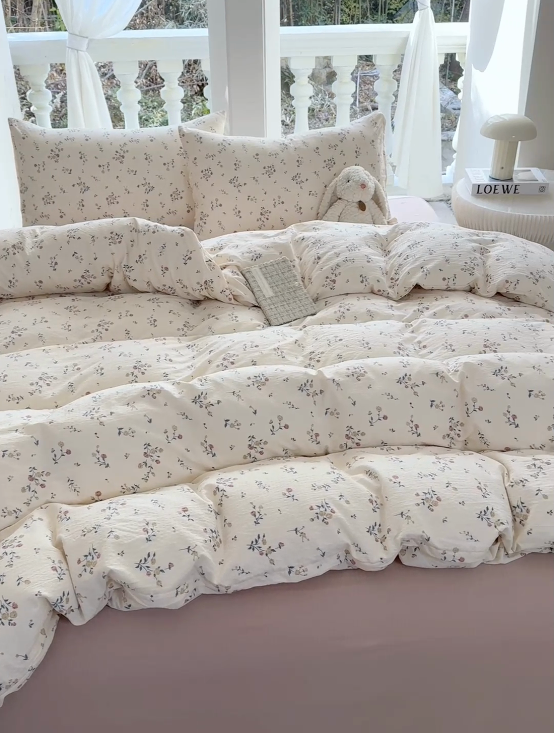 91家纺网 家纺一手货源 找家纺 韩巢家纺 2025新款云感双层纱床上用品四件套超柔裸睡级床单被套三件套-(提供卖家秀) 春风十里