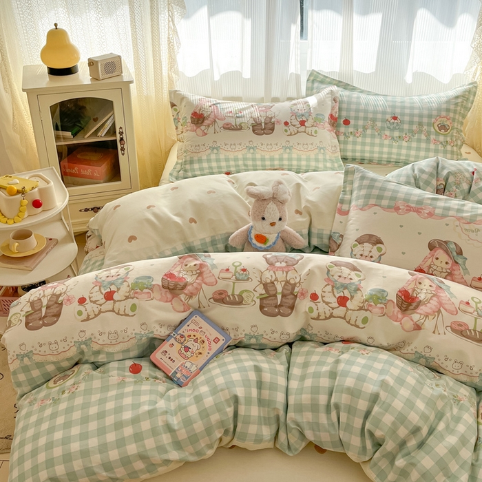 91家纺网 家纺一手货源 找家纺 涵宸家纺 2025新款全棉印花四件套 A秘境樱桃