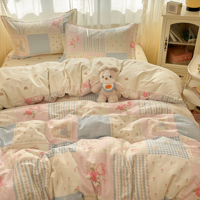 91家纺网 家纺一手货源 找家纺 涵宸家纺 2025新款全棉印花四件套 A浪漫小屋