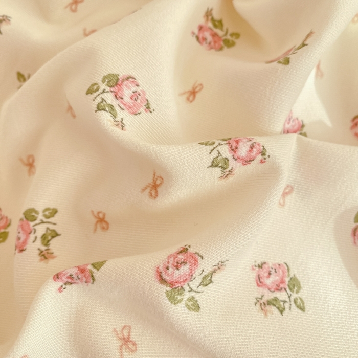 91家纺网 家纺一手货源 找家纺 尚美 2025新款小碎花针织棉床盖四件套 玫瑰