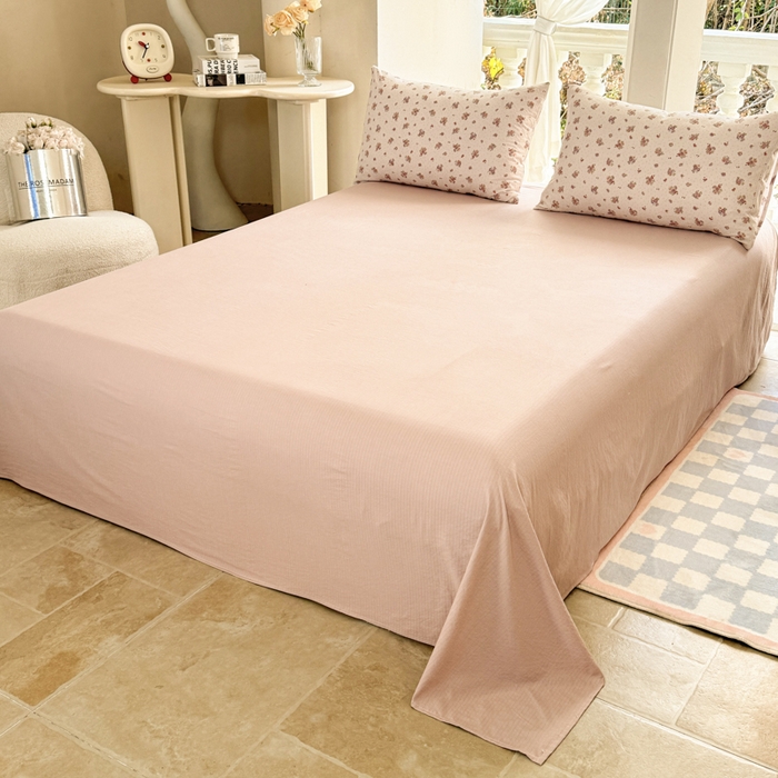 91家纺网 家纺一手货源 找家纺 韩巢家纺 2025新款云感双层纱床上用品四件套超柔裸睡级床单被套三件套-(提供卖家秀) 落日暮年