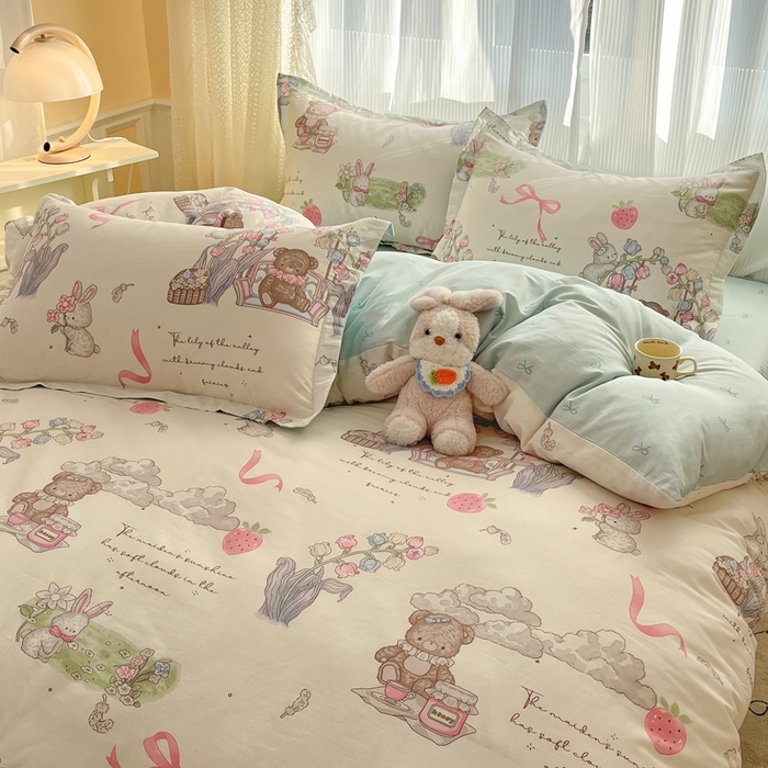 91家纺网 家纺一手货源 找家纺 涵宸家纺 2025新款全棉印花四件套 A游会仙境