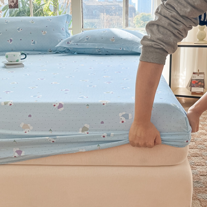 91家纺网 家纺一手货源 找家纺 晨希家居 2025新款全棉A类双层纱床笠 哈伦