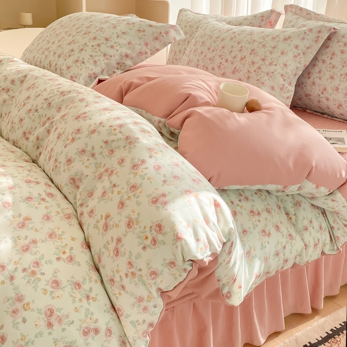 91家纺网 家纺一手货源 找家纺 尚美 2025新款小碎花针织棉床盖四件套 瑰丽多姿