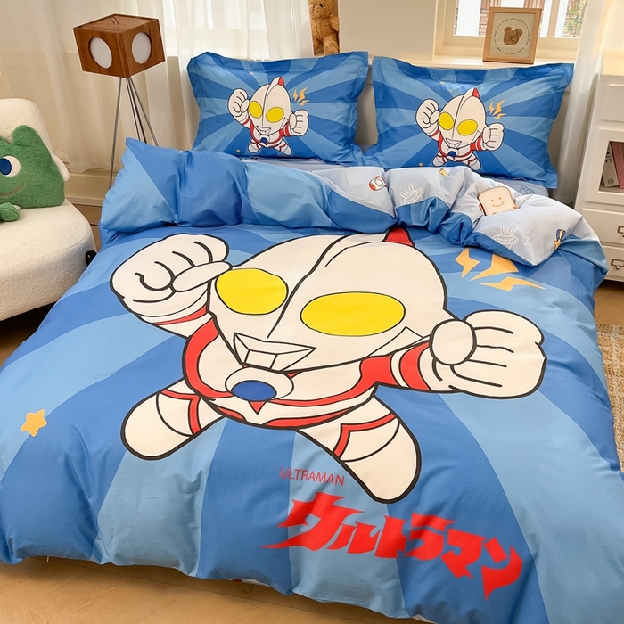 91家纺网 家纺一手货源 找家纺 蘭菲家纺 2025新款奥特曼全棉四件套 正义之侠