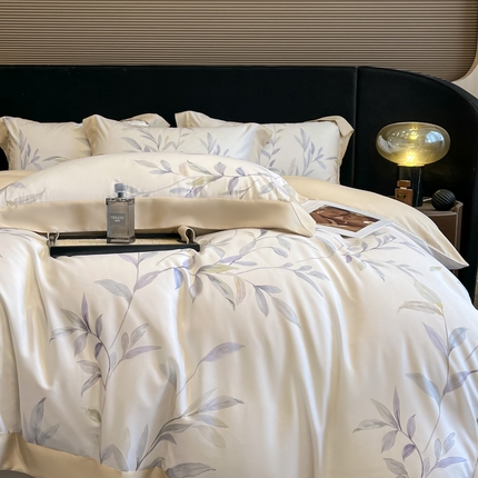 慕晨 2025新款莱赛尔数码印宽边工艺四件套 春晓雨梦