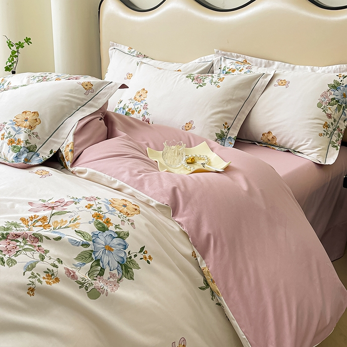 91家纺网 家纺一手货源 找家纺 帛美 2025新款13376全棉纯棉印花四件套-提供买家秀 春色间