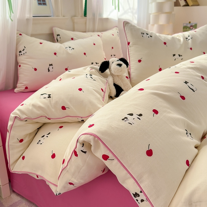 91家纺网 家纺一手货源 找家纺 （总）沐棉家居 2025新款全棉双层纱四件套