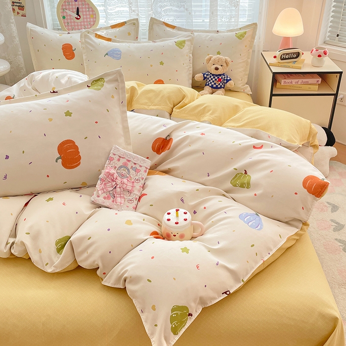 91家纺网 家纺一手货源 找家纺 世爵 2025新款磨毛印花单被套 南瓜园