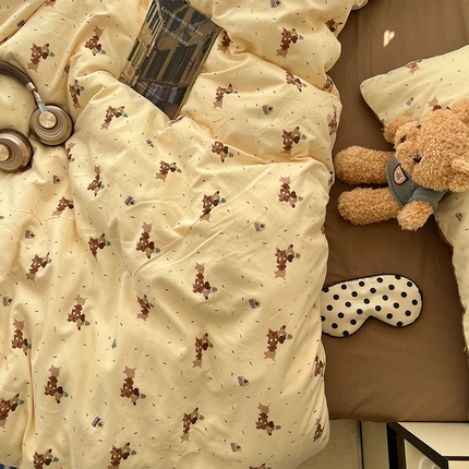 91家纺网 家纺一手货源 找家纺 （总）原素 2025软绵绵的双拼印花水洗棉四件套