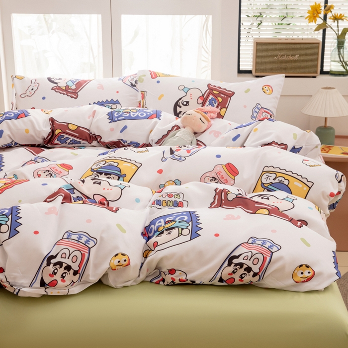 91家纺网 家纺一手货源 找家纺 乐居坊 2025新款亲肤舒适A类水洗云朵棉四件套-场景一 糖果派对