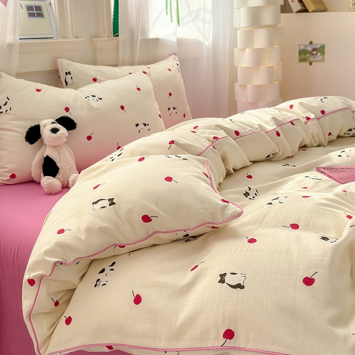 91家纺网 家纺一手货源 找家纺 （总）沐棉家居 2025新款全棉双层纱四件套