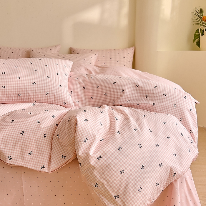 91家纺网 家纺一手货源 找家纺 DoDo 兜兜 【 可定制尺寸】2025新款全棉40支13372印花四件套 粉蝶