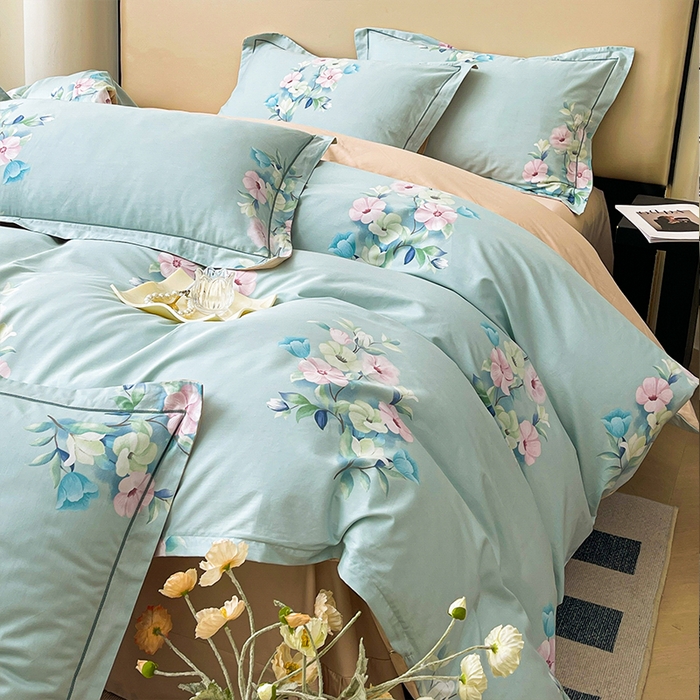 91家纺网 家纺一手货源 找家纺 帛美 2025新款13376全棉纯棉印花四件套-提供买家秀 溪畔寻花