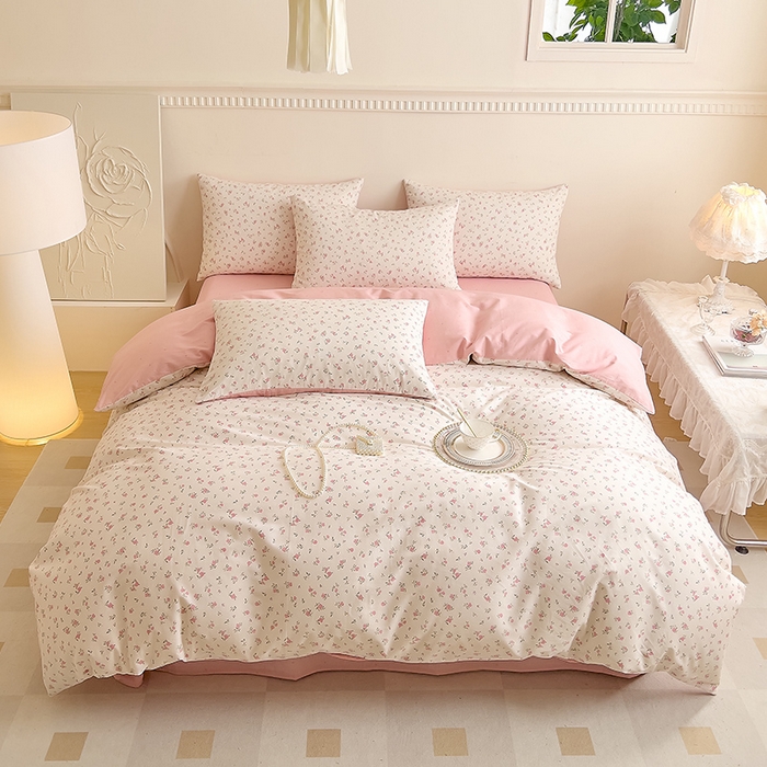 91家纺网 家纺一手货源 找家纺 DoDo 兜兜 【 可定制尺寸】2025新款全棉40支13372印花四件套 粉色恋歌