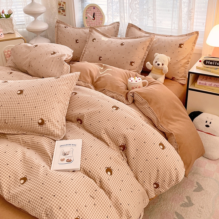 91家纺网 家纺一手货源 找家纺 世爵 2025新款磨毛印花单被套 熊仔格