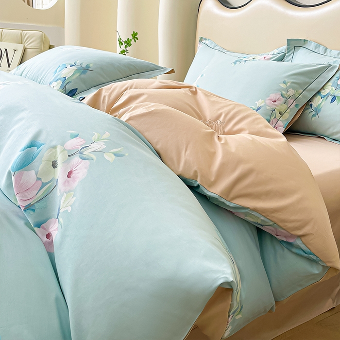 91家纺网 家纺一手货源 找家纺 帛美 2025新款13376全棉纯棉印花四件套-提供买家秀 溪畔寻花