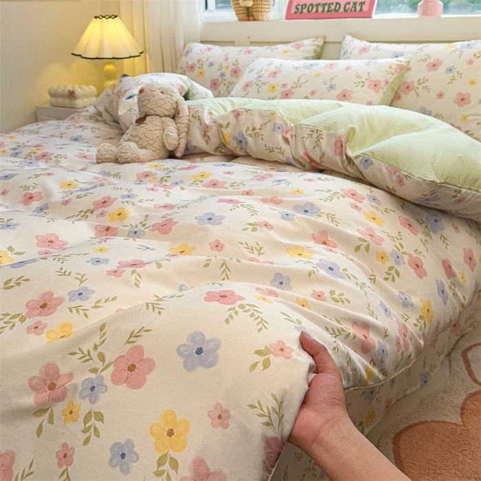 91家纺网 家纺一手货源 找家纺 雯豆2025春夏新款全棉纯棉被套三件套学生成人被罩 全棉被套-芳华