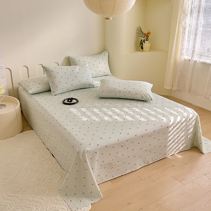 91家纺网 家纺一手货源 找家纺 DoDo 兜兜 【 可定制尺寸】2025新款全棉40支13372印花单床单 绿蝶