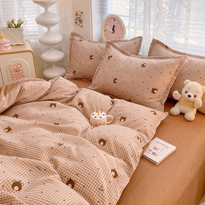 91家纺网 家纺一手货源 找家纺 世爵 2025新款磨毛印花单被套 熊仔格