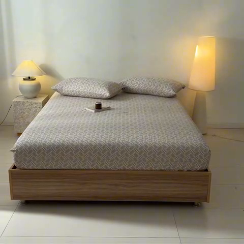 91家纺网 家纺一手货源 找家纺 涵宸家纺 2025新款全棉印花良品系列床笠 床笠-云沫