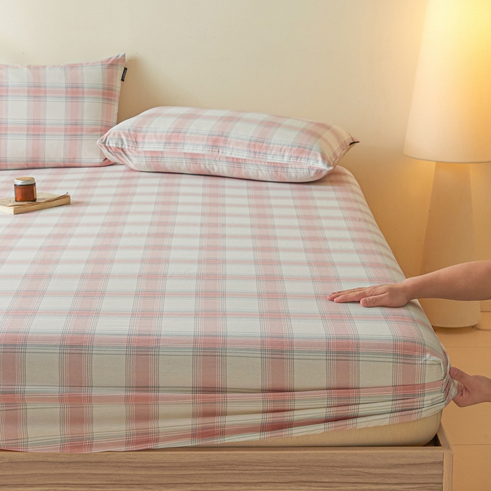 91家纺网 家纺一手货源 找家纺 涵宸家纺 2025新款全棉印花良品系列床笠 床笠-莫妮粉