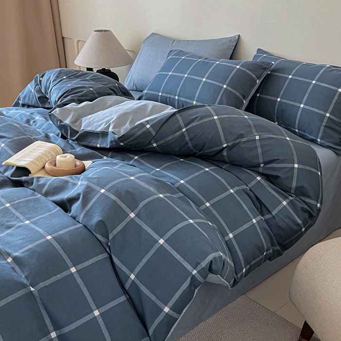 91家纺网 家纺一手货源 找家纺 涵宸家纺 2025新款全棉印花良品系列四件套 麦田-兰