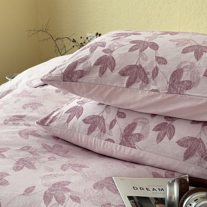 91家纺网 家纺一手货源 找家纺 琪格格2025款纯棉三层纱提花四件套（提供大量买家秀） 三层纱 枫韵-紫