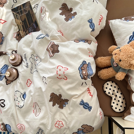 91家纺网 家纺一手货源 找家纺 （总）原素 2025软绵绵的双拼印花水洗棉四件套