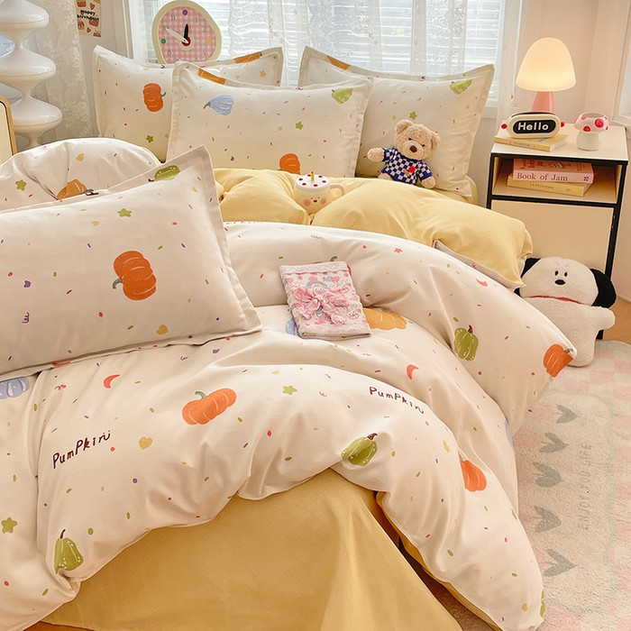 91家纺网 家纺一手货源 找家纺 世爵 2025新款磨毛印花单被套 南瓜园