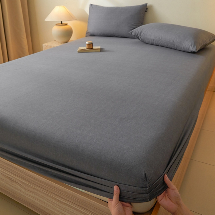 91家纺网 家纺一手货源 找家纺 涵宸家纺 2025新款全棉印花良品系列床笠 床笠-云纹-深灰