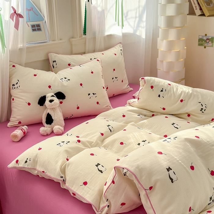 91家纺网 家纺一手货源 找家纺 （总）沐棉家居 2025新款全棉双层纱四件套