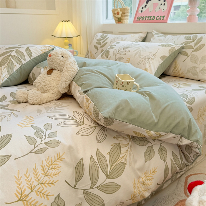 91家纺网 家纺一手货源 找家纺 雯豆2025春夏新款全棉纯棉被套三件套学生成人被罩 全棉被套-彼岸之花