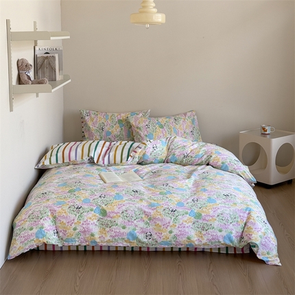 窝米 2025新款全棉13370四件套 ins萌趣卡通风系列（花香熊猫、格汪梦） 花香熊猫