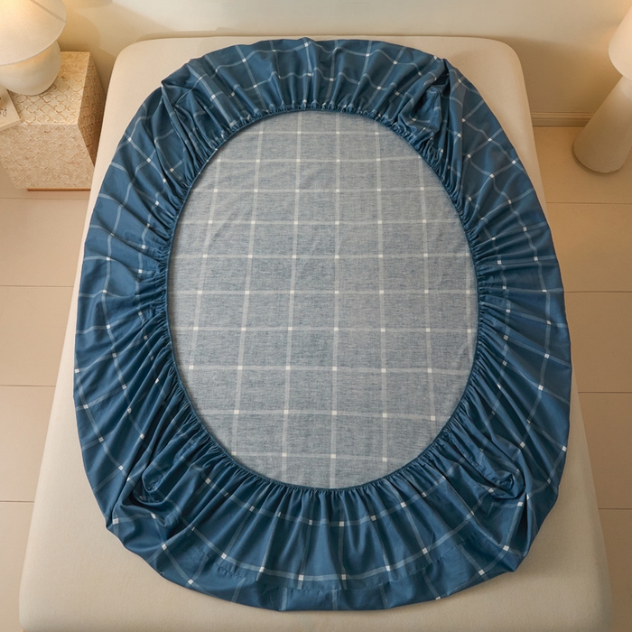 91家纺网 家纺一手货源 找家纺 涵宸家纺 2025新款全棉印花良品系列床笠 床笠-麦田-兰