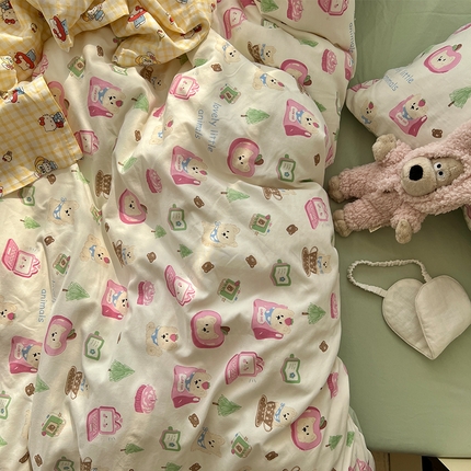 91家纺网 家纺一手货源 找家纺 （总）原素 2025软绵绵的双拼印花水洗棉四件套